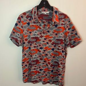 Mens Mr Turk abstract camo print polo shirt size Large